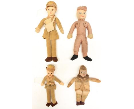 Norah Wellings: A pair of Norah Wellings ATS Girl cloth dolls, height approx. 11" and 8"; together with a smaller Norah Welli