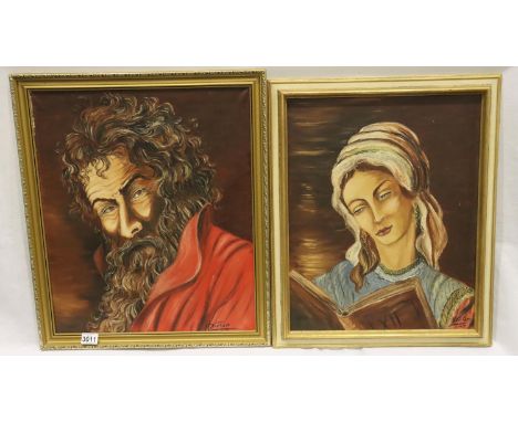 H Victor; (20th century); two oils on canvas, portrait of bearded man and a woman, each signed and dated 1967, largest: 47 x 