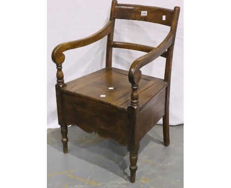 Early 19th century oak chair form commode with later additions. Not available for in-house P&amp;P, contact Paul O'Hea at Mai