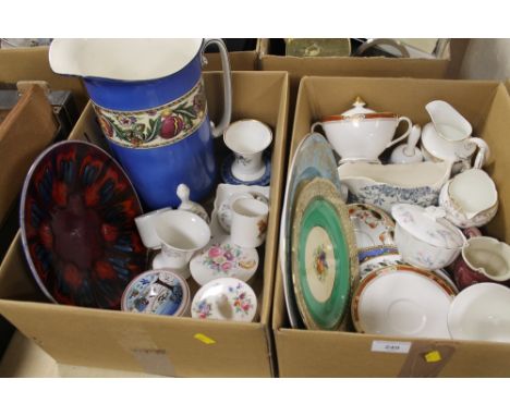 TWO TRAYS OF ASSORTED CHINA AND CERAMIC, TO INCLUDE POOLE VILLEROY & BOCH, MINTON ETC