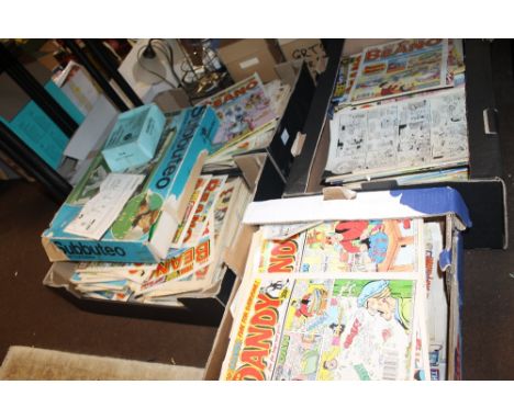 A QUANTITY OF ASSORTED BEANO'S AND DANDY'S TOGETHER WITH A SUBBUTEO CRICKET CLUB EDITION GAME
