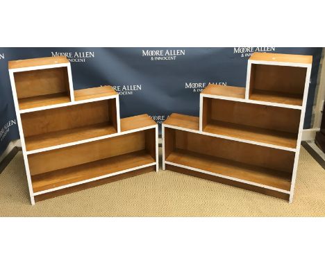 A collection of seven mid 20th Century UNIX light oak pigeonhole units 108 cm wide x 28 cm high x 21.5 cm deep together with 