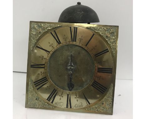 An early 18th Century hook and spike wall clock, the thirty hour movement by Walter Archer with square brass dial (25.5 cm), 