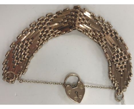 A 9-carat pink gold gate link bracelet, 29.8g