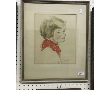 MARGARET MILNES (1908-1998) "Portrait study of young girl in red", signed lower right, 30 cm x 25 cm, CIRCA 1900 "Young woman
