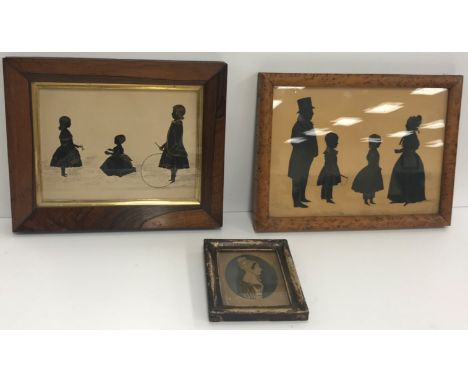 19TH CENTURY SCHOOL "The children of Reverend John Harrison - William, Kate and Sissy Jane", silhouette, depicting three youn