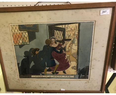 AFTER R LAMPITT "Make it a quick one" comic tavern scene, chromolithograph 33 cm x 41 cm together with a large collection of 