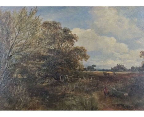 Samuel Bough, Scottish (1822-1878), Ploughing, oil on board, Signed and dated LL: Sam Bough 5425 x 35cmProvenance: Bourne Fin