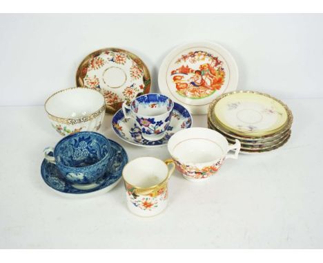 A group of assorted ceramics, including a Dresden part coffee service, with four cups and saucers, with a sugar bowl; A Hildi