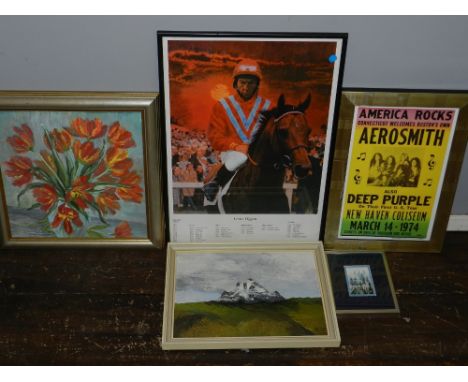 America Rocks, Aerosmith tour poster reproduction lithograph, together with sundry other prints and pictures, (qty).