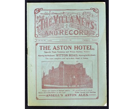 1921/22 Aston Villa v Liverpool Div 1 football programme date 3 December at Villa Park, good with slight edge nicks to cover