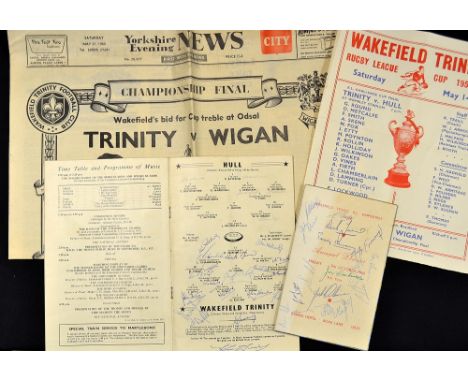 1960 Rugby League Challenge Cup Final signed programme, signed dinner menu  and other ephemera to incl the official Wembly pr
