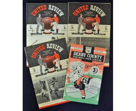 1948/9 Manchester United home football programmes including Wolverhampton Wanderers, Newcastle United, Liverpool and away pro