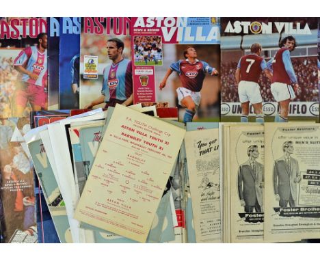 Aston Villa football programme collection, 23 reserves 1950's onwards including 1958/59 Leeds reserves, Barnsley Youth Cup si