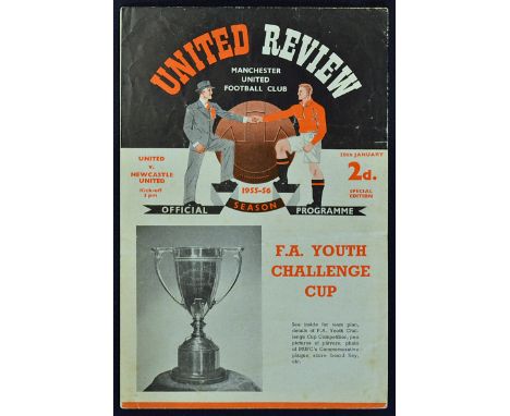 1955/1956 Manchester United v Newcastle United FA Youth Cup football programme Slight crease