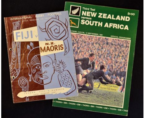 1957 New Zealand Maoris v Fiji rugby programme - 2nd Test played at Dunedin 24th August usual pocket fold and general pocket 