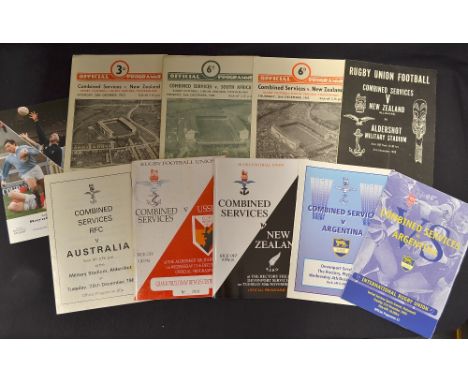 Collection of Combined Services v Overseas touring teams rugby programmes from 1953 onwards v New Zealand '53, '63, '78, and 