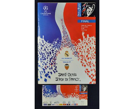 2000 Champions League match programme Real Madrid v Valencia in Paris, complete with match ticket. (2)