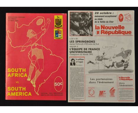Some light creases to the edges otherwise overall (F/G) Scarce 1980 South Africa v South America rugby programme - 2nd test m
