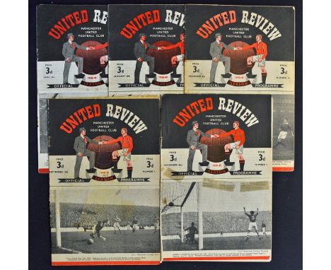 1948/49 Manchester United home football programmes to include Chelsea, Bournemouth (FAC), Newcastle Utd, Birmingham City, Ast