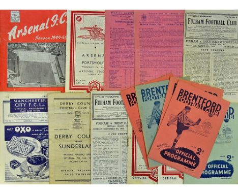 Selection of 1940s football programmes to include 1948/1949 Arsenal v Portsmouth (champions), Fulham v Sheffield Wednesday, 1