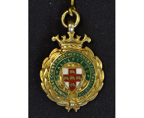 1960/61 Yorkshire County Northern Rugby Football Union Challenge Cup winners medal - silver gilt and enamel medal won by Wake