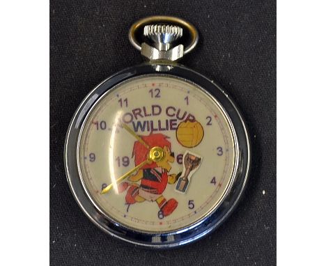 1966 World Cup Willie Pocket Watch with the trophy being the seconds finger and featuring the mascot chasing the football, ni