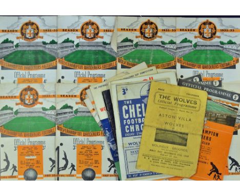 1950s Wolverhampton Wanderers Football Programmes to include homes 1945/46 Aston Villa, 1951/52 (2), 1952/53 (7), 1953/54 (2)