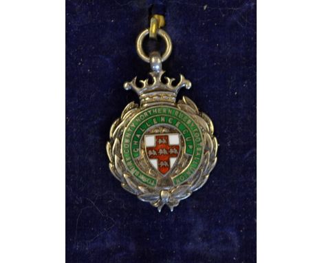 1949/50 Yorkshire County Northern Rugby Football Union Challenge Cup medal - silver enamel engraved on the reverse "Yorkshire