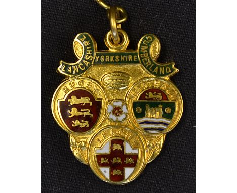 1959/60 Rugby League Challenge Cup 9ct gold and enamel winners medal - Engraved on the reverse "Challenge Cup Winners 1959-60