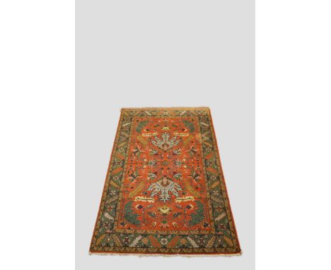 Heriz carpet, north west Persia, circa 1950s, 8ft. 3in. x 5ft. 1in. 2.51m. x 1.55m. Slight unravelling of flatweave at both e