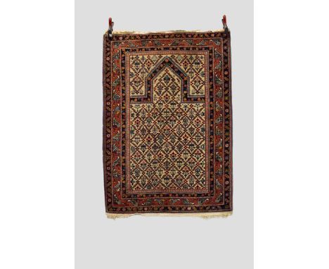 Three Ardebil rugs, north west Persia, circa 1940s-50s, all of Caucasian design, the first a prayer rug, 4ft. 11in. x 3ft. 6i