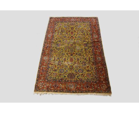 Tabriz carpet, north west Persia, circa 1920s-30s, 10ft. 2in. x 6ft. 6in. 3.10m. x 1.98m. Some wear in places with some surfa