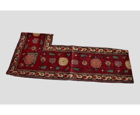 Agra carpet border fragment, north India, first half 20th century, 4ft. 6in. x 2ft. 6in. Max. 1.37m. x 0.76m. Max. Small 'nic