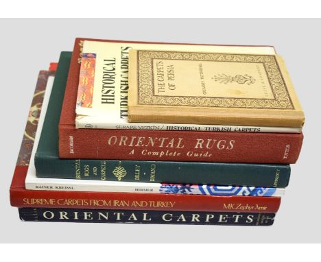 Books relating to carpets, rugs and textiles comprising: Ellis, Charles Grant. Oriental Carpets in The Philadelphia Museum of
