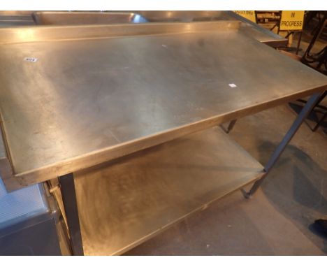 Stainless steel commercial work table with under shelf, 130 x 64 cm