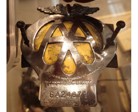 Vintage chrome and enamel AA badge, number 6A24671