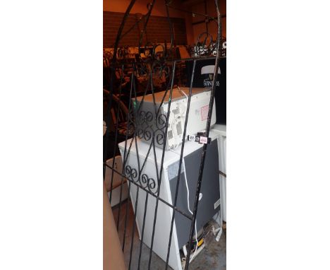 Wrought iron black garden gate with semi circular top, 89 x 188 cm