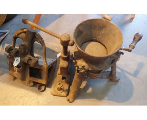 Three cast iron tools marked Booth Bros Birmingham