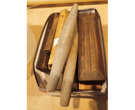 Box of vintage oil stones 