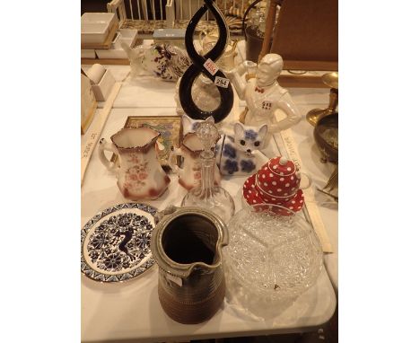 Collection of mixed ceramics and cut glass including a teapot example