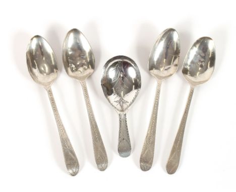 A quantity of various George III and other teaspoons, caddy spoon etc.