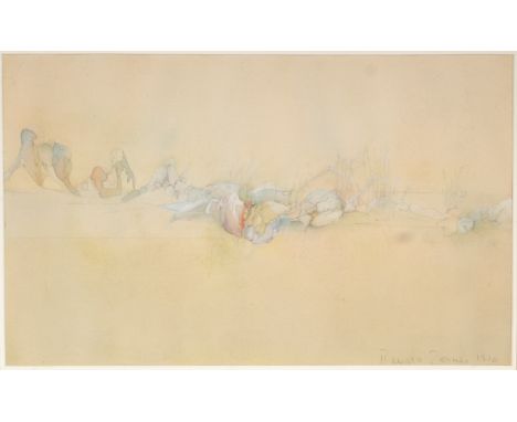 Renata Zerner - Summer meadow, pencil with watercolour, signed and dated lower right 1970, 26.5 x 43.5cm  Condition Report / 