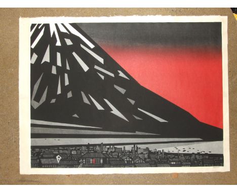 20th Century Japanese "Fujiyama". Indistinctly-signed limited-edition print, dated '87 27/100, 69 x 90cm, unframed.
