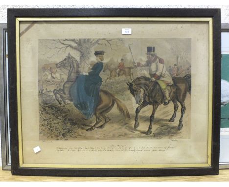 After John Leach, 'Gone Away', coloured print, Pub. Agnew &amp; Son, 57 x 78cm, another, 'Mr Jorrocks', 42 x 59cm and a later