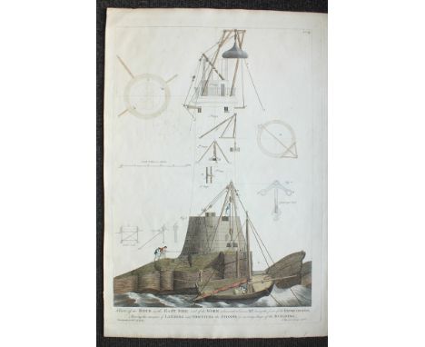 A hand-coloured engraving, No.14, A View of the Rock on the East Side and of the Work advanced to Course XV, being the first 