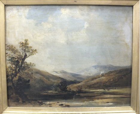 W T Norman LANDSCAPE WITH RIVER Signed 19th century oil on panel, 23 x 29cm.