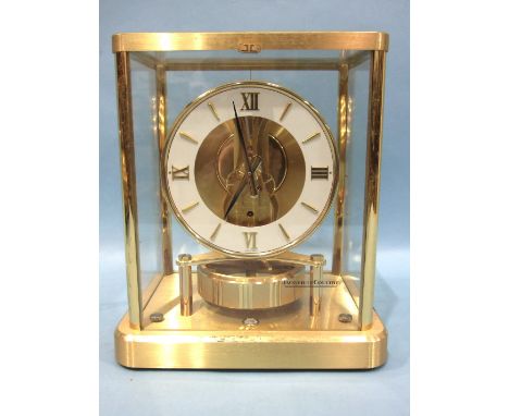 A Jaeger LeCoultre Atmos clock no.622564, 22.5cm high, 20cm wide, marked Swiss 540, (appears to work).
