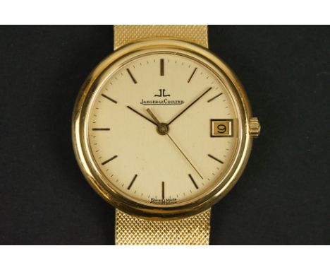 Gents Jaeger-LeCoultre wrist watch ref 120 040 1 with 18ct yellow gold case and strap.  Champagne dial with baton markers and