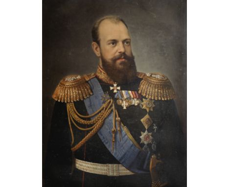 Russian SchoolPortrait of Alexander III oil on canvas97 x 71.2cm (38 3/16 x 28 1/16in).For further information on this lot pl